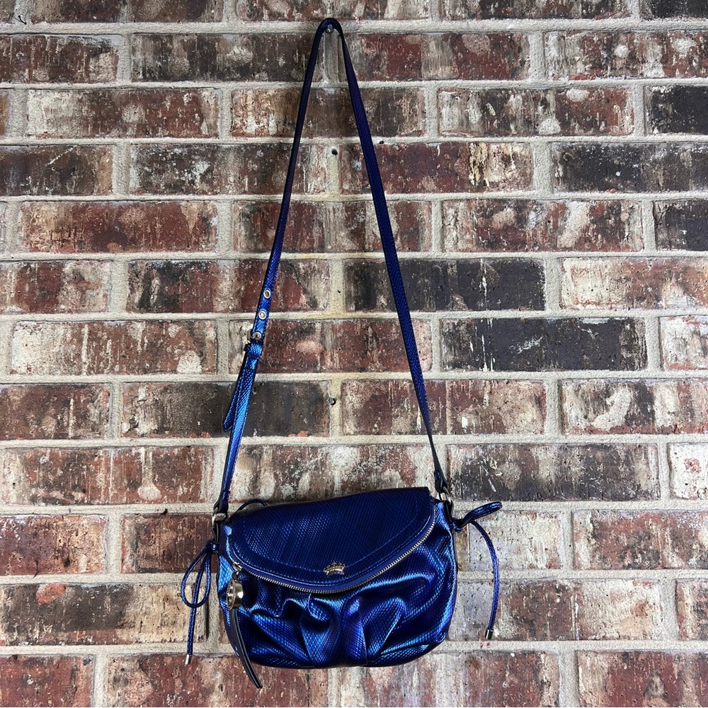 Juicy Couture Mini Traveler Holographic Metallic Ruched Bottom Adj Crossbody Bag